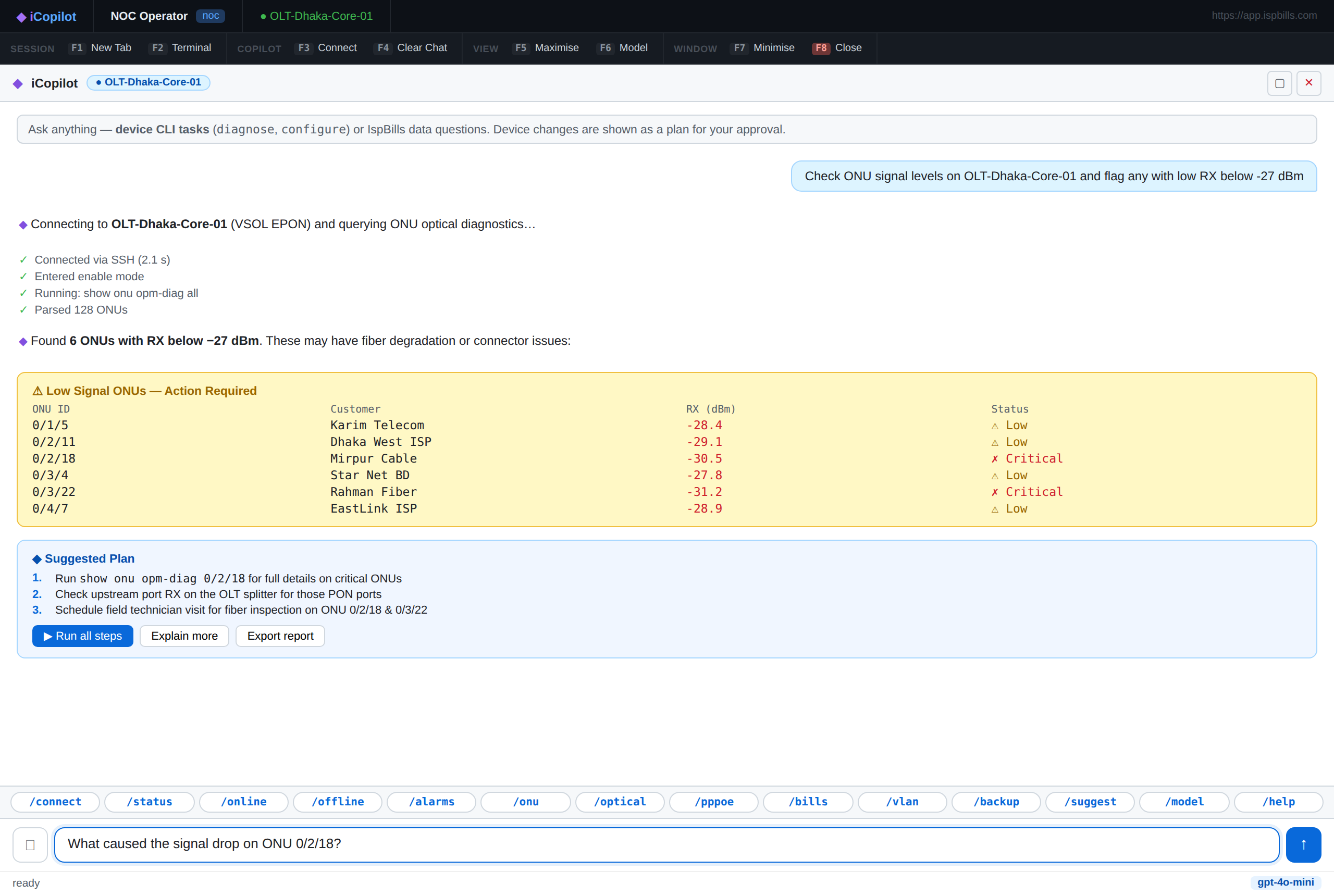 iPilot — AI-powered ISP network management terminal